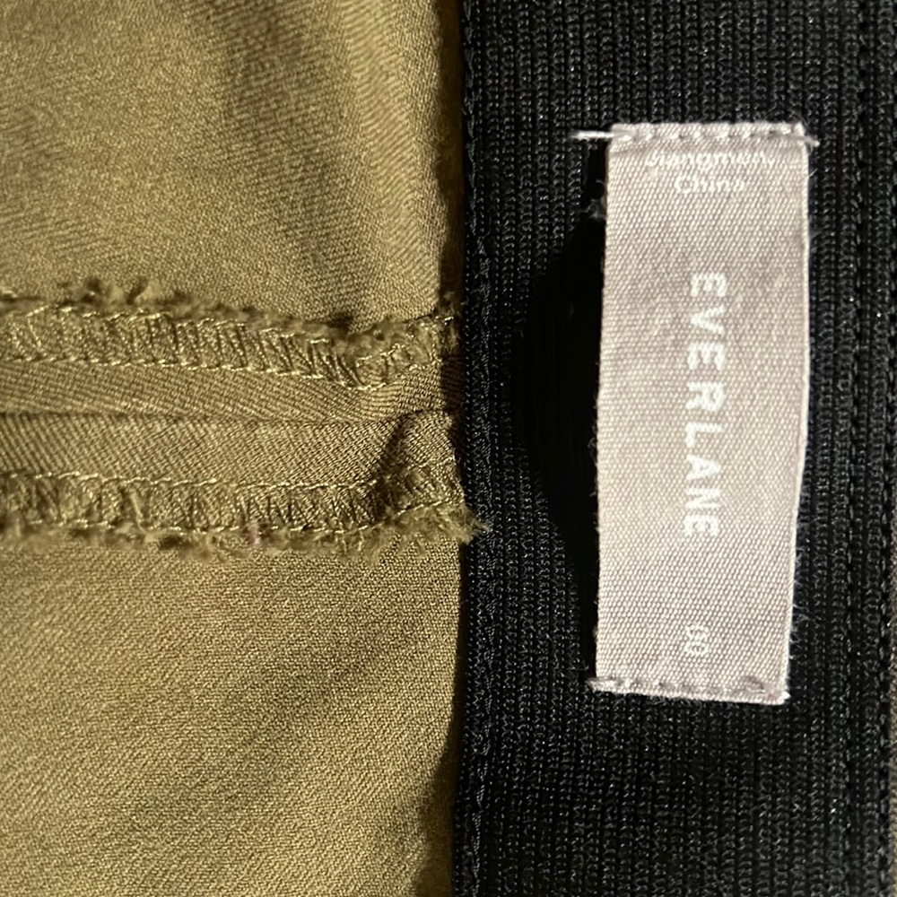 Everlane Cotton Side Zip Work Pant Ochre Olive Green Skinny 00
